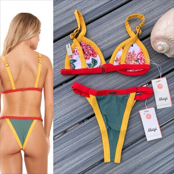 MAAJI x Revolve Set - Hyacinth Bikini Top & Lolita Cheeky High Leg Bottom - S - Picture 8 of 16